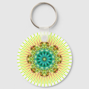 Porte-clés Mandala jaune vert faites votre propre arrière -