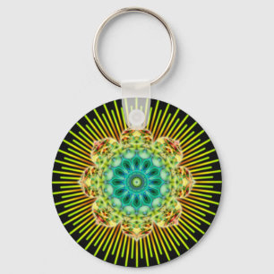 Porte-clés Mandala jaune vert noir