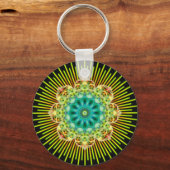 Porte-clés Mandala jaune vert | noir (Recto)