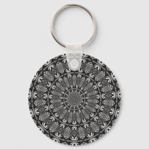 Porte-clés Mandala monochrome