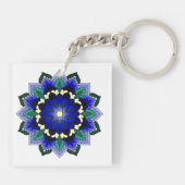 Porte-clés Mandala Motif 02 en bleu foncé (Dos)