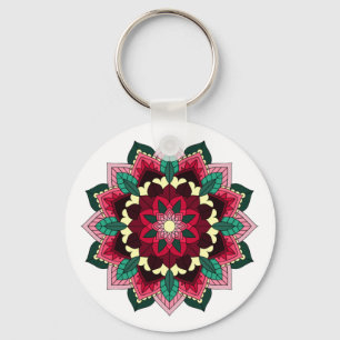 Porte-clés Mandala Motif 02 en rose profond