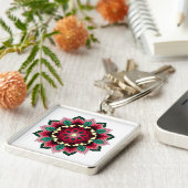 Porte-clés Mandala Motif 02 en rose profond (Côté)