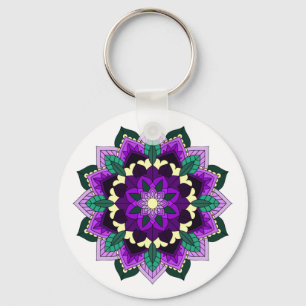 Porte-clés Mandala Motif 02 en violet