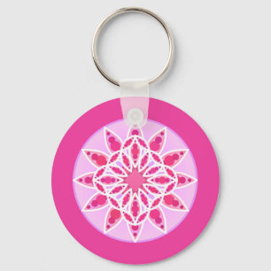 Porte-clés Mandala Motif en rose, Fuchsia et blanc