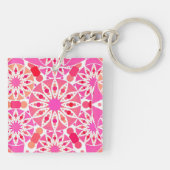 Porte-clés Mandala motif, tons rose et corail (Dos)