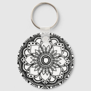 Porte-clés Mandala noir et blanc