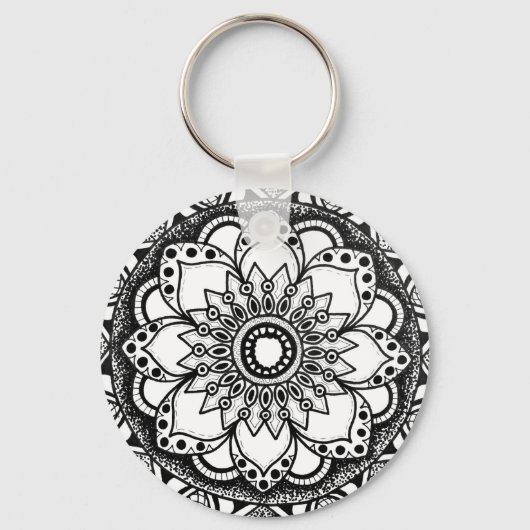 Porte-clés Mandala noir et blanc (Recto)