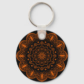 Porte-clés Mandala | Noir et Orange (Recto)