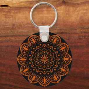 Porte-clés Mandala   Noir et Orange