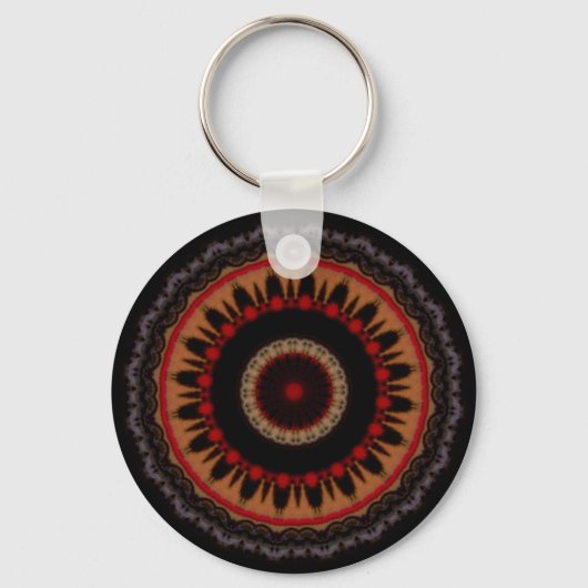 Porte-clés Mandala noir, rouge et or (Recto)