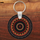 Porte-clés Mandala noir, rouge et or (Recto)