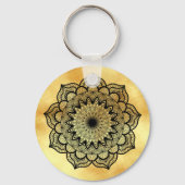 Porte-clés mandala noir sur fond or doux (Verso)