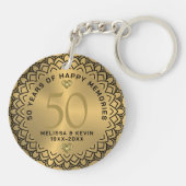 Porte-clés Mandala noir sur l'or 50ème anniversaire mariage (Dos)