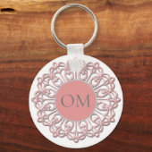 Porte-clés Mandala OM rose pastel (Recto)