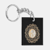 Porte-clés Mandala or et argent (Devant gauche)