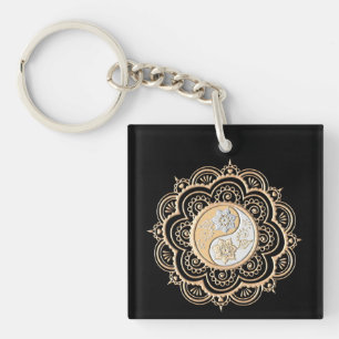 Porte-clés Mandala or et argent