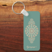 Porte-clés Mandala Ornementale Rétro Sage & Sable customisé (Recto)