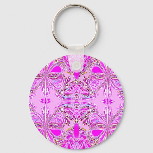 Porte-clés "Mandala papillon rose" (Recto)