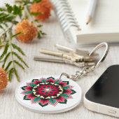 Porte-clés Mandala Pattern 02 in deep pink (Devant droit)