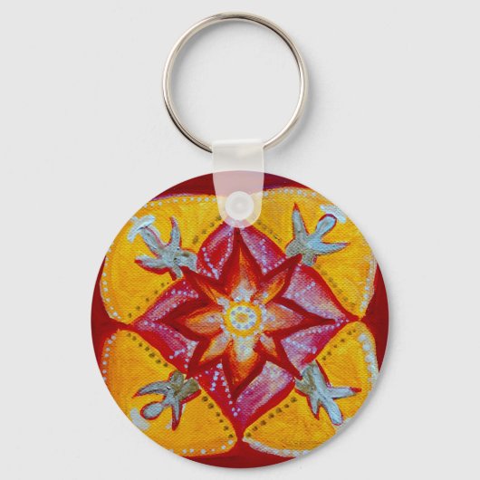 Porte-clés Mandala Peace 5,7 cm Bouton de base Clé Bouton Bou (Recto)