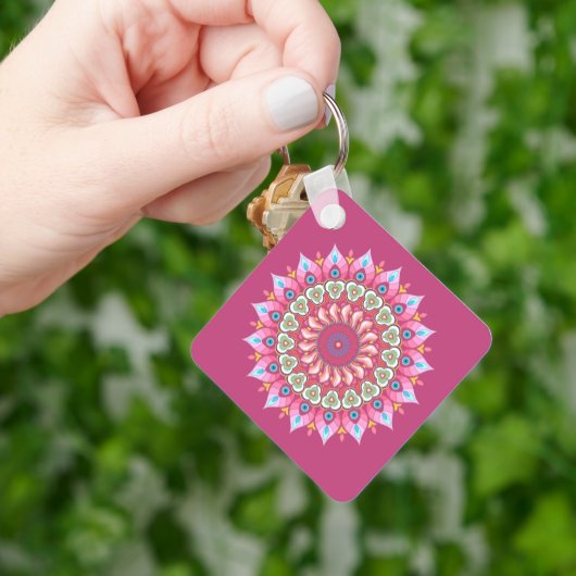 Porte-clés Mandala Porte - clé Rose, Vert Et Bleu (main)