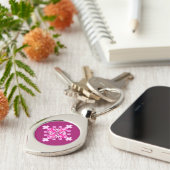 Porte-clés Mandala quatre points - rose pâle et prune (Côté )
