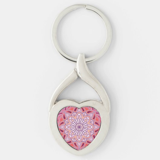 Porte-clés mandala rose mignon (Devant)