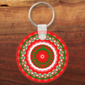 Porte-clés Mandala rouge, blanc et vert (Recto)