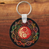 Porte-clés Mandala rouge et or (Recto)