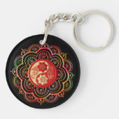 Porte-clés Mandala rouge et or (Dos)