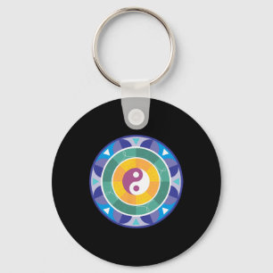 Porte-clés Mandala spirituel arc-en-ciel Yin Yang chinois