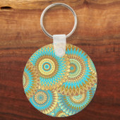 Porte-clés Mandala superposé bleu marron or (Verso)