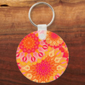 Porte-clés Mandala superposé orange rose jaune (Recto)