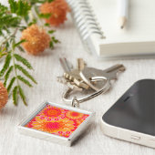 Porte-clés Mandala superposé orange rose jaune (Côté)