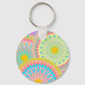 Porte-clés Mandala superposé rose bleu jaune menthe violet (Recto)