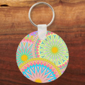 Porte-clés Mandala superposé rose bleu jaune menthe violet (Recto)