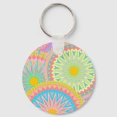 Porte-clés Mandala superposé rose bleu jaune menthe violet (Verso)