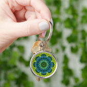 Porte-clés Mandala vert bleu | fleur vert clair (main)