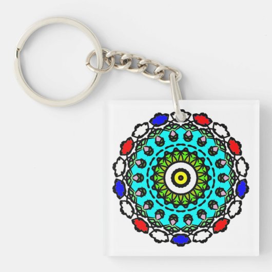 Porte-clés Mandala Zen Turquoise (Devant)