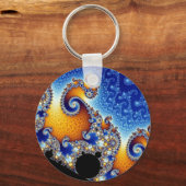 Porte-clés Mandelbrot bleu double spirale fractale (Recto)