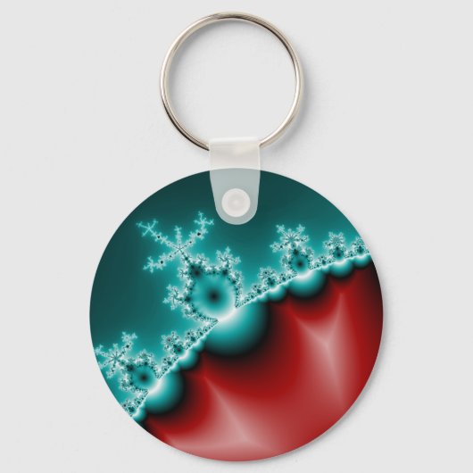 Porte-clés Mandelbrot Rouge Bleu Fractal (Recto)