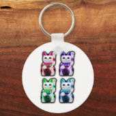 Porte-clés Maneki Neko argent JAPONAIS CAT (Recto)
