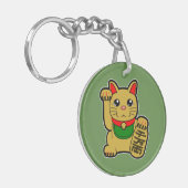 Porte-clés Maneki Neko : Chat à chance doré (Devant gauche)