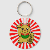 Porte-clés Maneki Neko : Porte - clé de chats chanceux d'or (Recto)