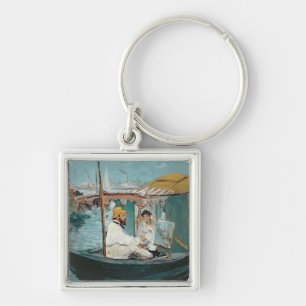 Porte-clés Manet Monet dans son studio de flottement, 1874
