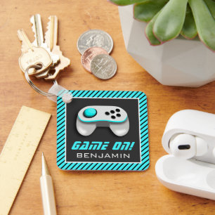 Porte-clés Manette de jeu vidéo bleue et blanche Chambre d'en