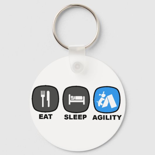Porte-clés Manger. Dormir. Agilité. Bleu. (Recto)