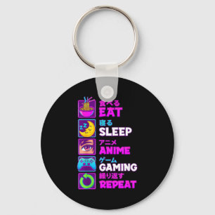 Porte-clés Manger Dormir Anime Jeux Répéter Kawaii Otaku Anim