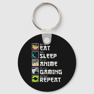 Porte-clés Manger Dormir Anime Jeux Répéter Kawaii Otaku Anim